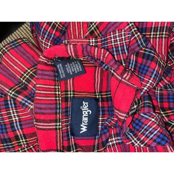 Wrangler Mens Shirt Pearl Snap Western Size XLT Red - Picture 8 of 9